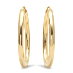 Elegant Arcs: Ladies' Stainless Steel Hoop Earrings (50mm) in White or Gold