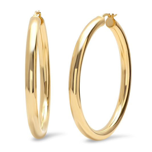 Elegant Arcs: Ladies' Stainless Steel Hoop Earrings (50mm) in White or Gold