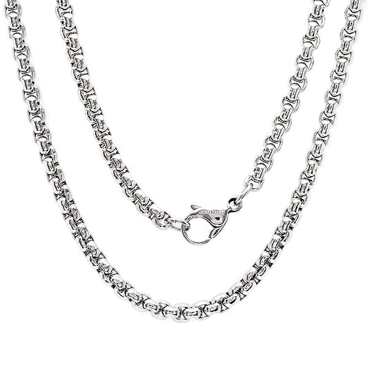Classic Elegance: Stainless Steel Round Box Chain Necklace (24" L x 0.1" W)
