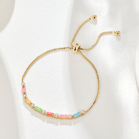 Gleaming Rainbow: Sweet Treats on Your Wrist (Gold-Plated Candy Charm Bracelet)