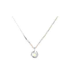 925 Silver Transparent Deep Blue Larimar Pearl Necklace
