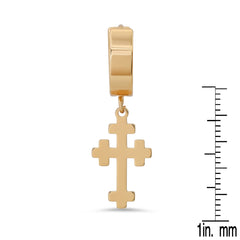 Faithful Style: Stainless Steel Dangle Cross Huggie Earrings (Available in White and Gold)