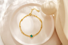 Double-Layered Bracelet with Green Turquoise