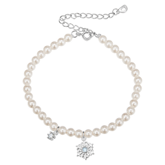 Snowflake Pearl Silver Bracelet