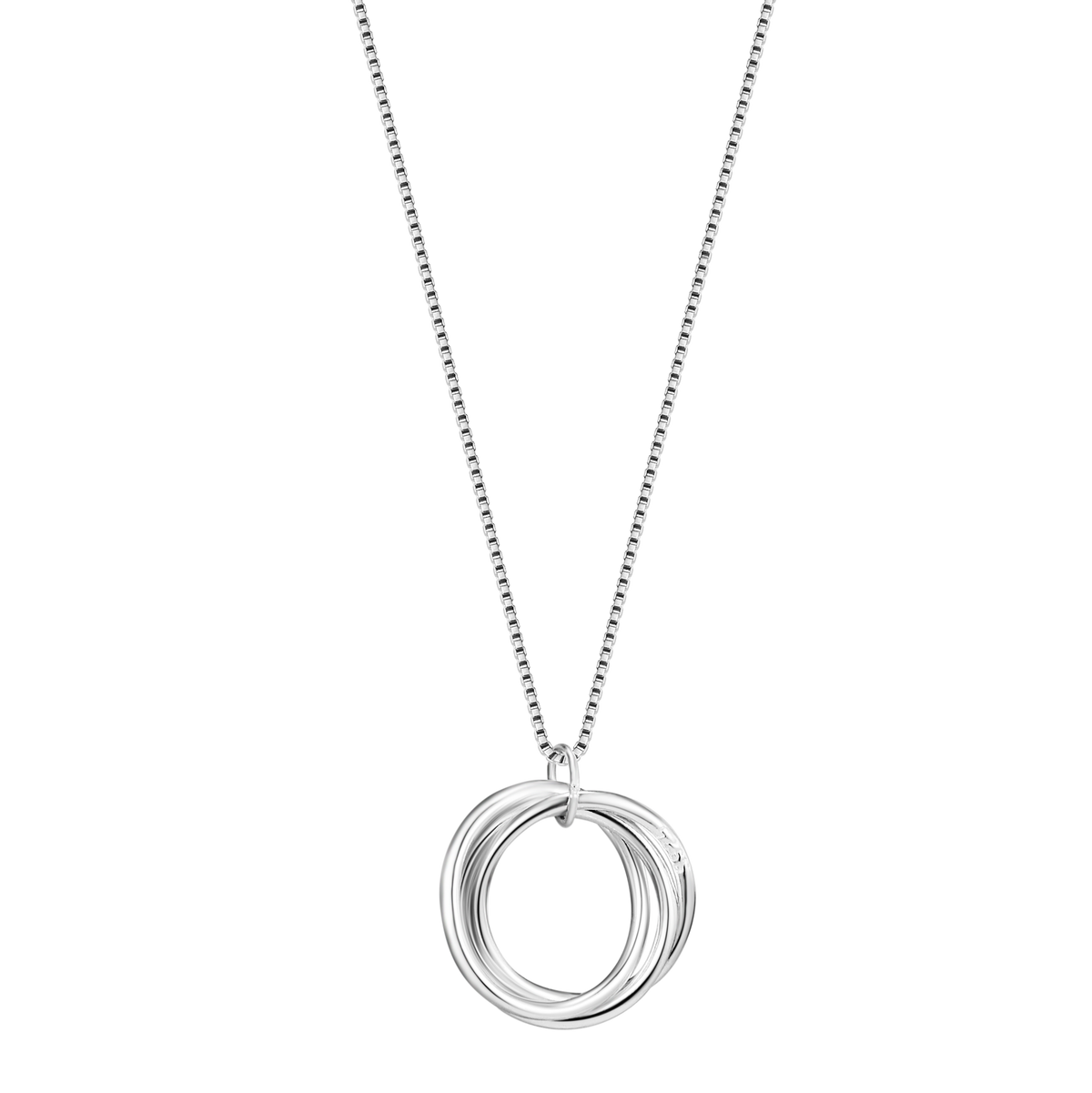 Interwoven Elegance: Sterling Silver Triple Circle Necklace