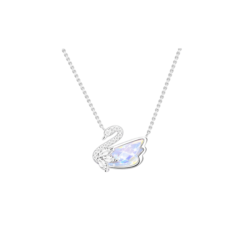Silver Aurora Swan Necklace
