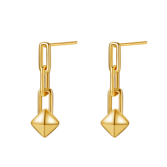 18K Gold Plated Rivet Chain Earrings