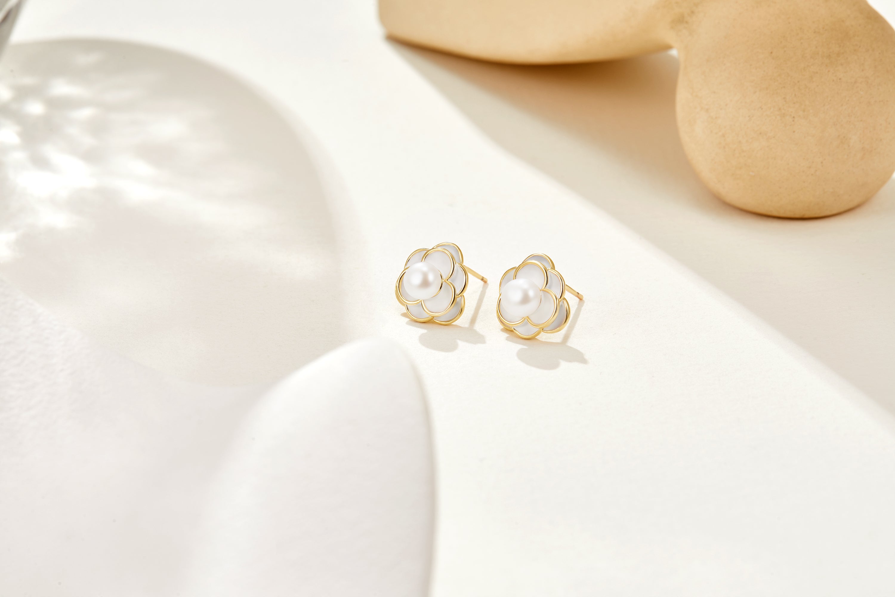 Luminous Freshwater Pearl Stud Earrings with Delicate Silver Accents