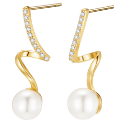 Delicate Hoops with Luminous Pearls and Sparkling Zirconia