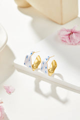 Porcelain Chic: Delicate Blue and White Drop Earrings
