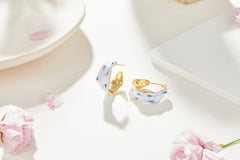 Porcelain Chic: Delicate Blue and White Drop Earrings