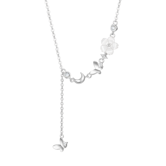 Delicate Pearl Pendant Necklace with Sparkling Cubic Zirconia