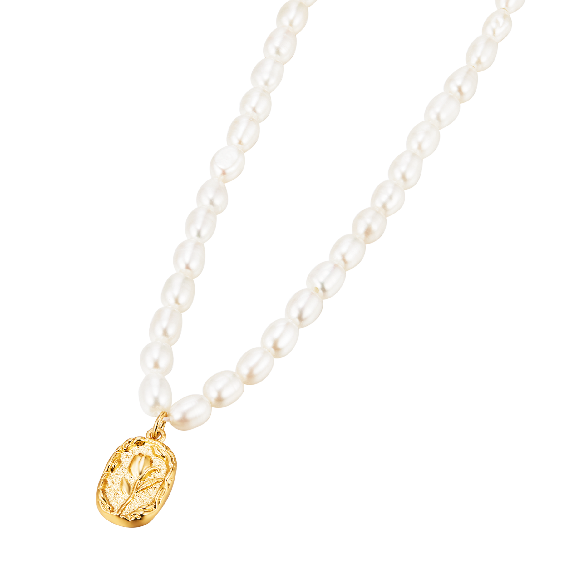 Delicate Freshwater Pearl Necklace with Coin Pendant
