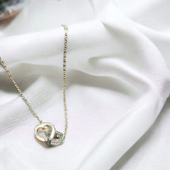 Gilded Love: Gold-Plated Heart Necklace with Cubic Zirconia