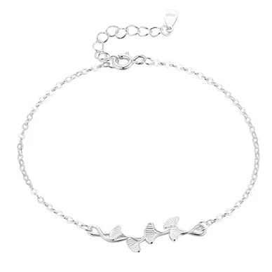 Delicate Nature: Sterling Silver Ginkgo Leaf Charm Bracelet