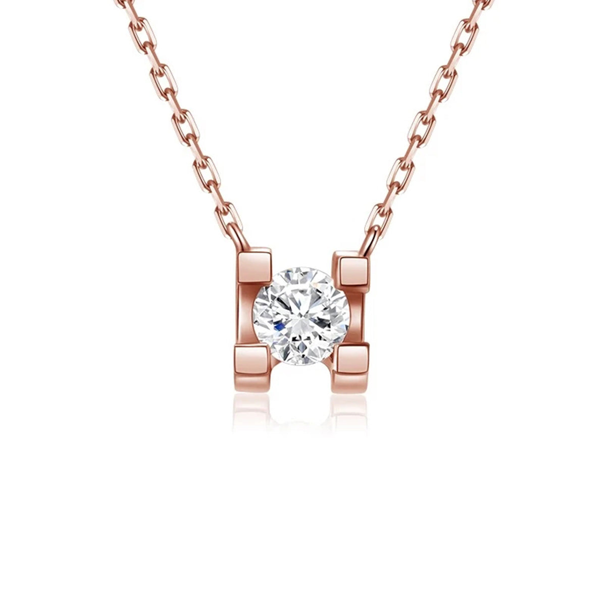 18K Rose Gold Necklace with 0.3 Carat Lab-Created Diamond