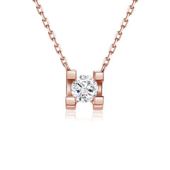 18K Rose Gold Necklace with 0.3 Carat Lab-Created Diamond